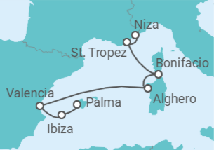 Itinerario del Crucero Las islas más elegantes del Mediterráneo - Silversea