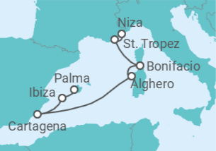 Itinerario del Crucero Eclipse solar total por el Mediterráneo - Silversea