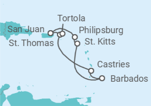 Itinerario del Crucero Saint Maarten, Barbados, Santa Lucía, Islas Vírgenes - EEUU, Islas Vírgenes - Reino Unido - NCL Norwegian Cruise Line