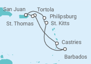 Itinerario del Crucero Saint Maarten, Barbados, Santa Lucía, Islas Vírgenes - Reino Unido, Islas Vírgenes - EEUU - NCL Norwegian Cruise Line
