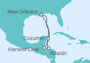 Itinerario del Crucero El Caribe: Harvest Caye, Cozumel y Roatán - NCL Norwegian Cruise Line