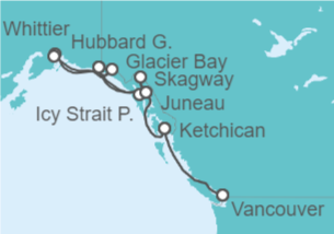 Itinerario del Crucero Gran Aventura por los Glaciares - Princess Cruises