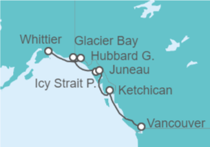 Itinerario del Crucero Viaje a los Glaciares con Glacier Bay (rumbo sur) - Princess Cruises