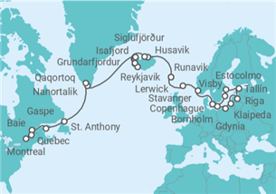 Itinerario del Crucero Desde Copenhague a Montreal - Seabourn