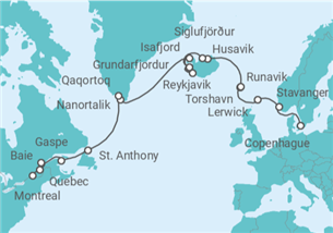 Itinerario del Crucero Desde Copenhague (Dinamarca) a Montreal (Canadá) - Seabourn