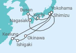 Itinerario del Crucero Gran Japón con Okinawa y Taiwán - Princess Cruises
