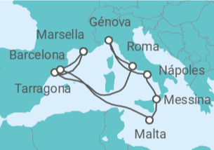 Itinerario del Crucero España, Italia, Malta - MSC Cruceros