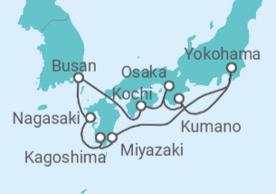 Itinerario del Crucero Explorador de Japón con Fuegos Artificiales de Kumano - Princess Cruises