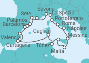 Itinerario del Crucero Grandes joyas del Mediterráneo - Oceania Cruises