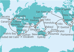 Itinerario del Crucero Vuelta al mundo - Costa Cruceros