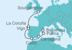 Itinerario del Crucero España - Cunard