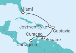 Itinerario del Crucero Segmento vuelta al mundo: de Miami a Cartagena de Indias - Silversea