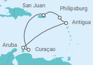 Itinerario del Crucero Curaçao, Aruba, Saint Maarten - Disney Cruise Line