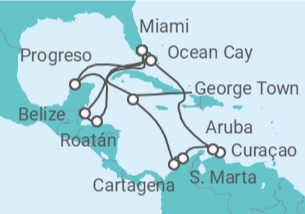 Itinerario del Crucero Un viaje ampliado por la belleza y las tranquilas aguas del mar Caribe - Explora Journeys