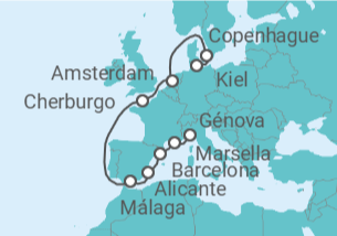 Itinerario del Crucero Dinamarca, Holanda, España - MSC Cruceros