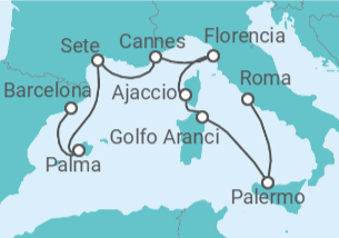 Itinerario del Crucero Obras Maestras Mediterráneas - Oceania Cruises