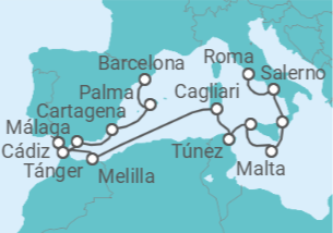 Itinerario del Crucero Memorias marítimas en el Mediterráneo - Oceania Cruises