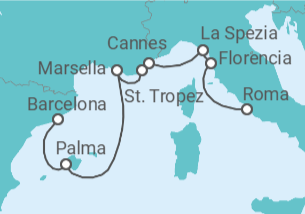 Itinerario del Crucero Saludos desde la Riviera - Oceania Cruises