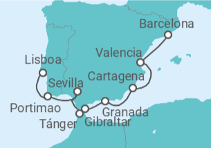 Itinerario del Crucero La fantasía del Mediterráneo - Oceania Cruises