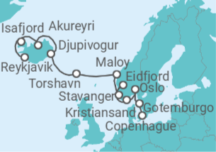 Itinerario del Crucero Aventura glacial - Oceania Cruises