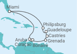 Itinerario del Crucero Carrusel del Caribe - Oceania Cruises