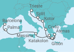 Itinerario del Crucero A España con amor - Oceania Cruises