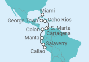Itinerario del Crucero Del Canal de Panamá a Machu Picchu - Oceania Cruises