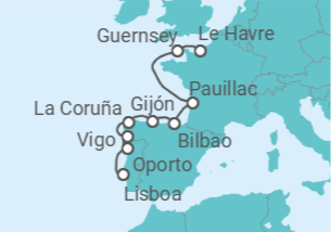 Itinerario del Crucero Galia y Iberia exóticas - Oceania Cruises