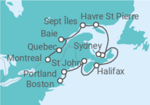 Itinerario del Crucero Encanto del Noreste en otoño - Oceania Cruises