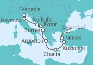 Itinerario del Crucero Costa del Egeo y el Adriático - Oceania Cruises