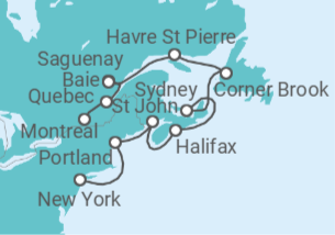 Itinerario del Crucero Canadá - Oceania Cruises