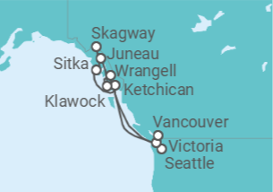 Itinerario del Crucero Paisajes oníricos de Alaska - Oceania Cruises