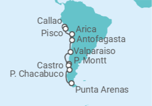 Itinerario del Crucero Patrimonio chileno y fiordos - Oceania Cruises
