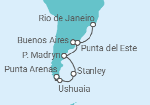 Itinerario del Crucero Pingüinos y Patagonia - Oceania Cruises