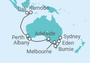 Itinerario del Crucero La maravillosa tierra de Oz - Oceania Cruises