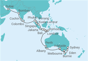 Itinerario del Crucero Segmento vuelta al mundo: de Sydney a Dubái - Oceania Cruises