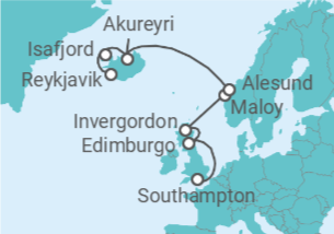 Itinerario del Crucero Reino Unido, Noruega, Islandia - NCL Norwegian Cruise Line