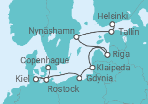 Itinerario del Crucero Estonia, Suecia, Letonia, Lituania, Polonia, Alemania, Dinamarca - NCL Norwegian Cruise Line