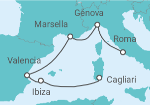 Itinerario del Crucero Italia, Francia, España - MSC Cruceros