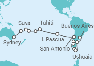 Itinerario del Crucero Tramo de vuelta al mundo. Desde Sydney a Buenos Aires - Costa Cruceros