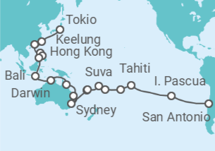 Itinerario del Crucero Tramo de Vuelta al mundo. De Japón a Chile - Costa Cruceros