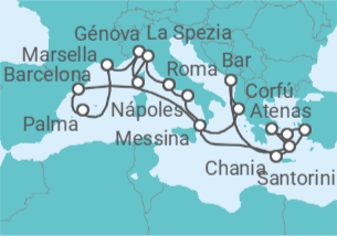 Itinerario del Crucero Lo Mejor del Mediterráneo - Princess Cruises