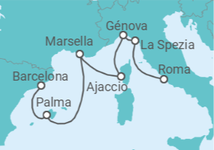 Itinerario del Crucero Mediterráneo Occidental con Italia - Princess Cruises