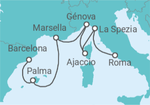 Itinerario del Crucero Mediterráneo occidental con Italia - Princess Cruises