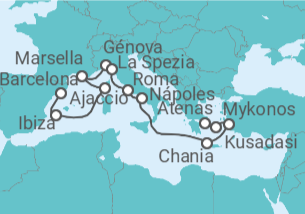 Itinerario del Crucero Mediterráneo con Grecia, Italia y Turquía - Princess Cruises