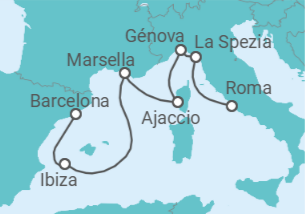 Itinerario del Crucero Mediterráneo Occidental con Italia - Princess Cruises