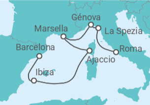 Itinerario del Crucero Mediterráneo Occidental con Italia - Princess Cruises