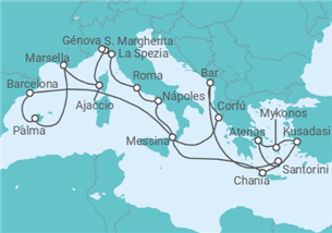 Itinerario del Crucero Lo Mejor del Mediterráneo - Princess Cruises