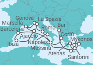 Itinerario del Crucero Lo Mejor del Mediterráneo - Princess Cruises