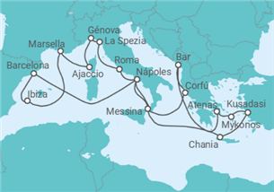 Itinerario del Crucero Lo Mejor del Mediterráneo - Princess Cruises